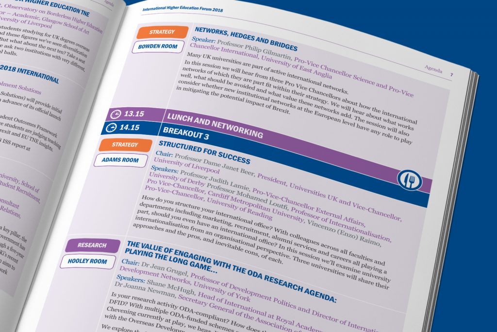 Spread from the International higher education Forum Delegates guide – Universities UK